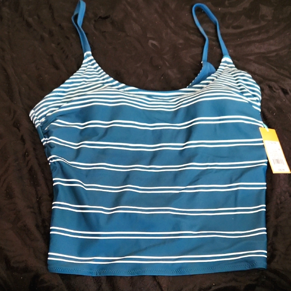Striped Teal Bikini Tank Top
